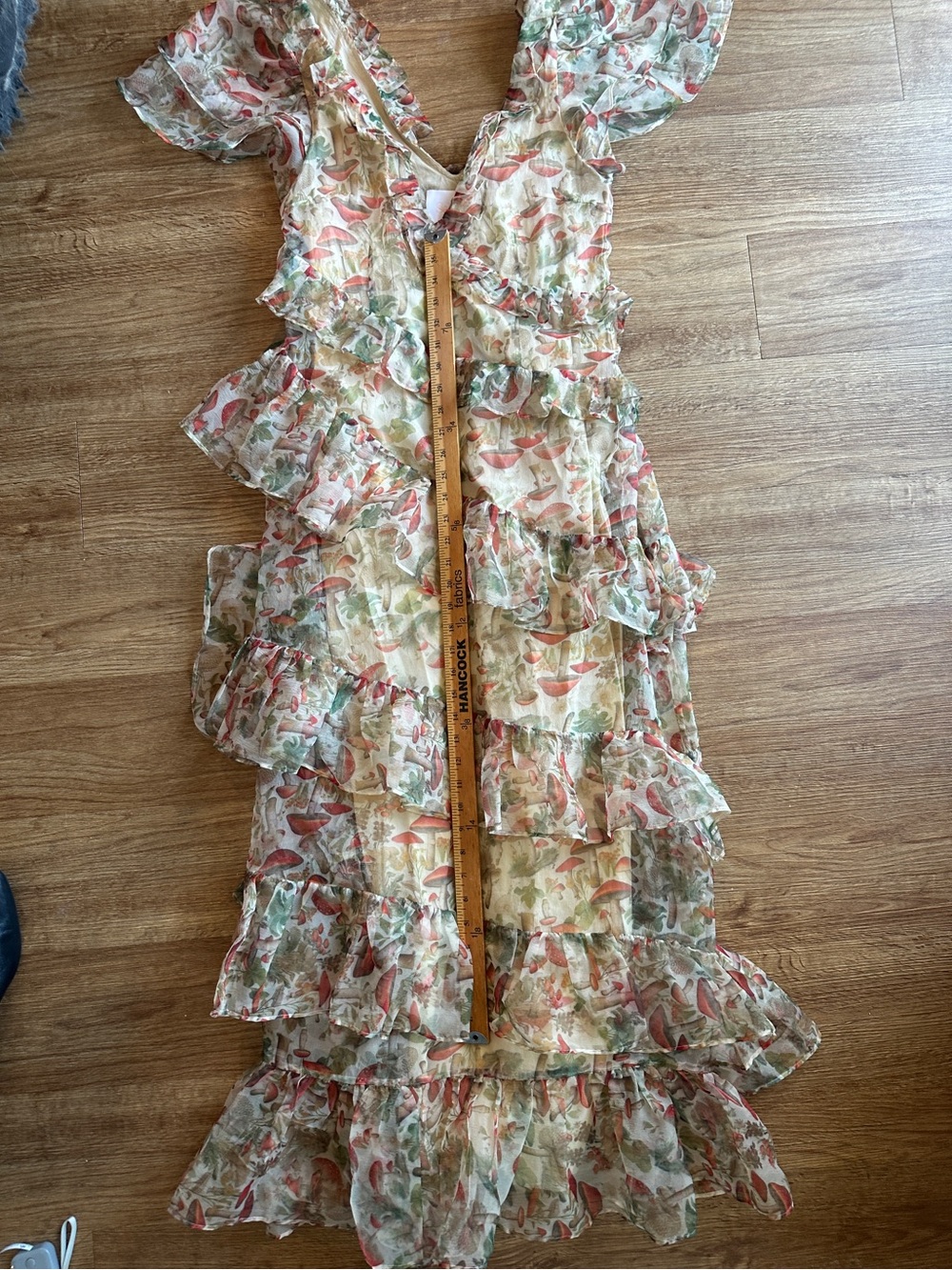 Selkie Elfin Dress Ivory with Mushroom Print - Picture 2 of 7